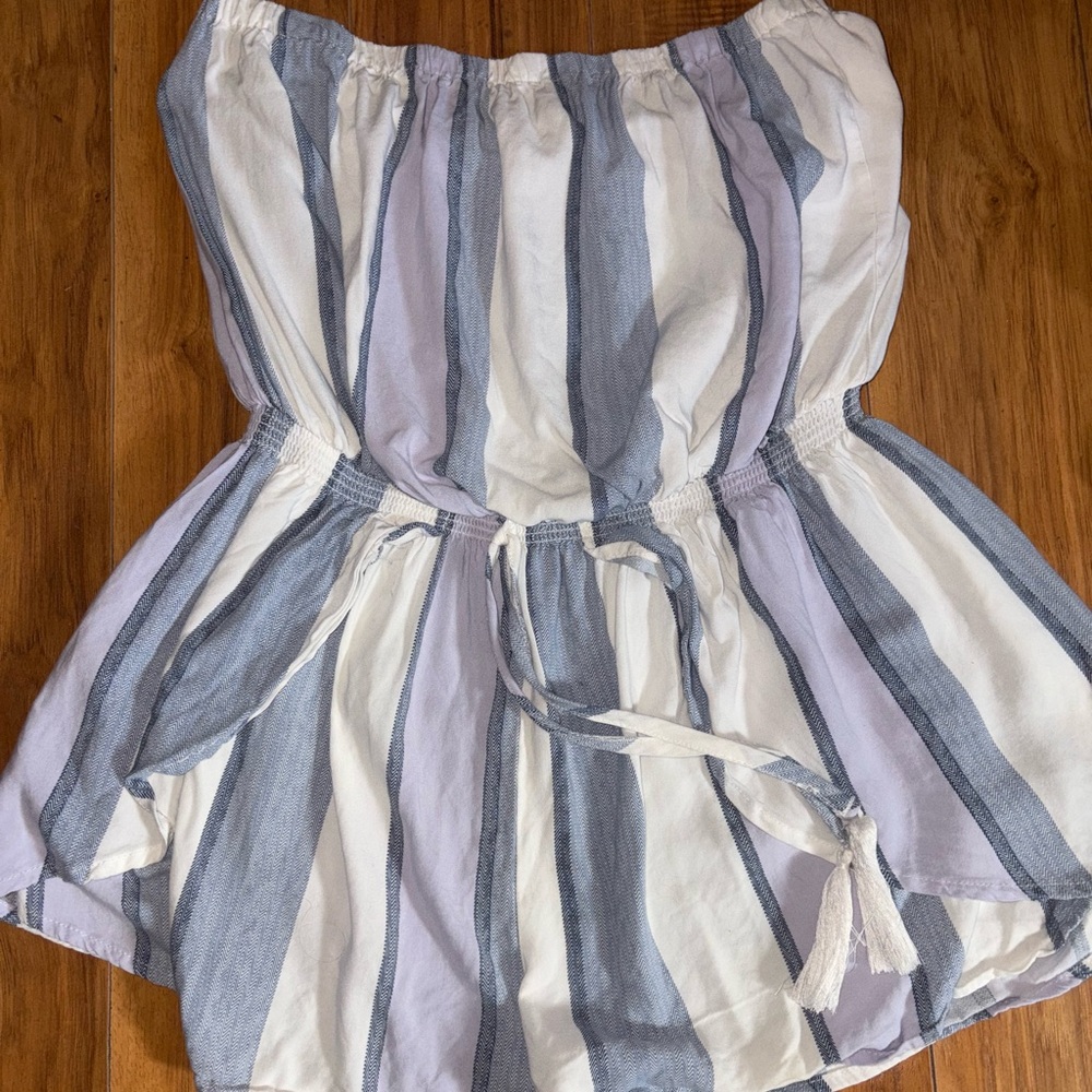 Hollister Blue and White Striped Jumpsuit